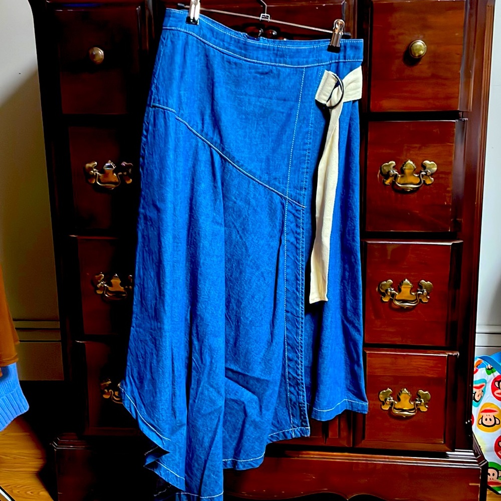 Anthropology Denim A symmetrical Wrap skirt
